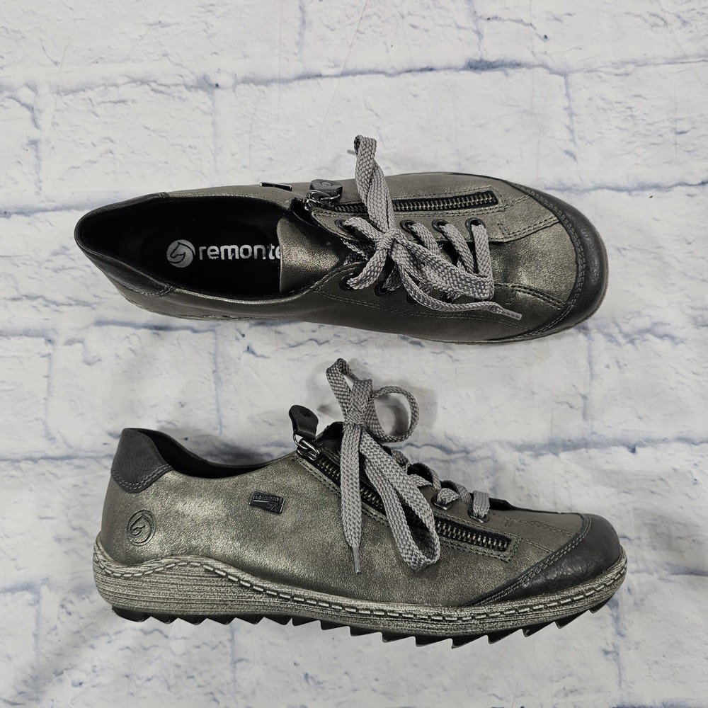 Remonte Shoes Womens 38 US 7 Grey Leather Liv R1402 Lace Zip Up Comfort